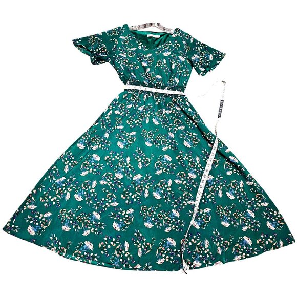 Gardenwed Women's Floral Dress M Green 100% Polyester - Picture 7 of 8